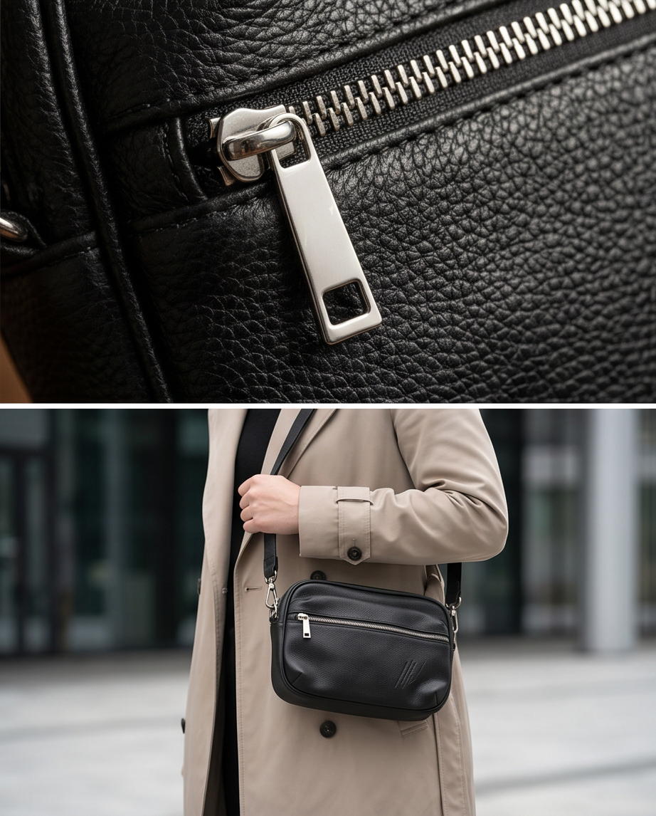 Malelions leren crossbodytas zwart