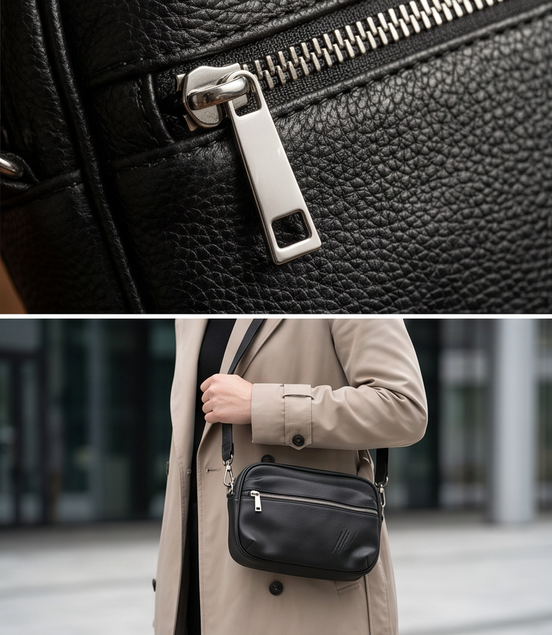 Malelions leren crossbodytas zwart
