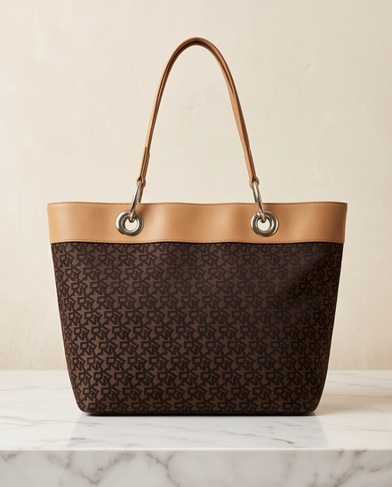 DKNY Monogram Shopper – Bruin/Beige