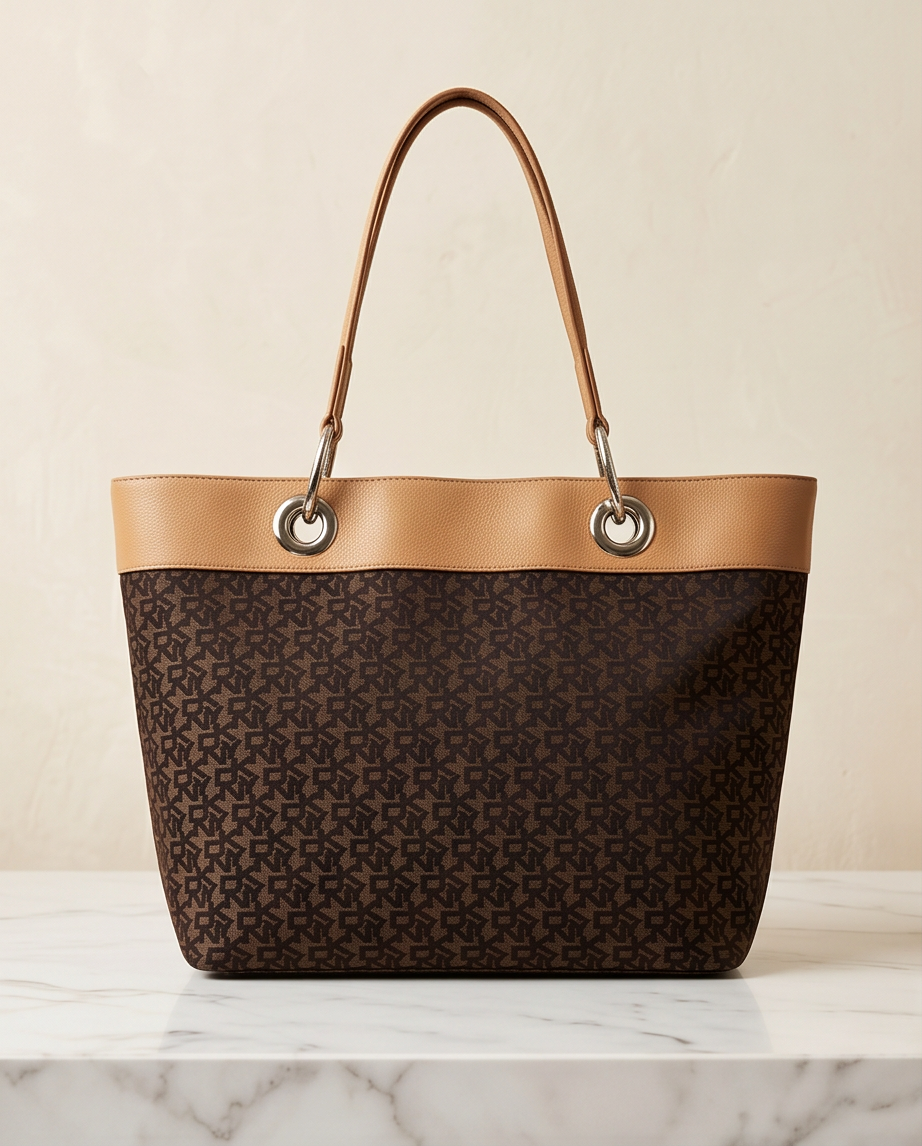 DKNY Monogram Shopper – Bruin/Beige