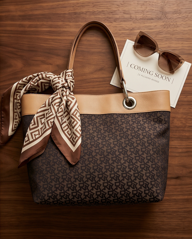 DKNY Monogram Shopper – Bruin/Beige