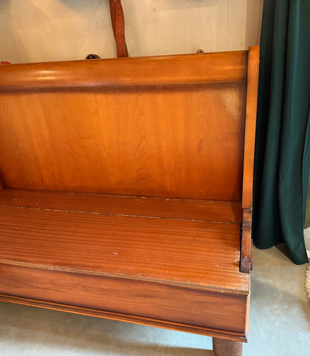 Vintage houten halbank met opbergruimte