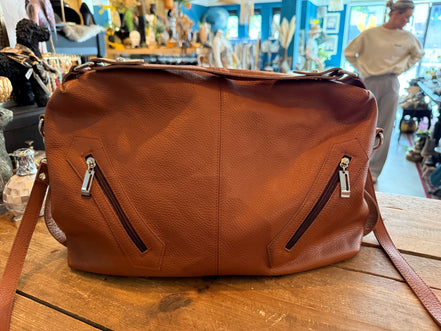 Leren schoudertas cognac