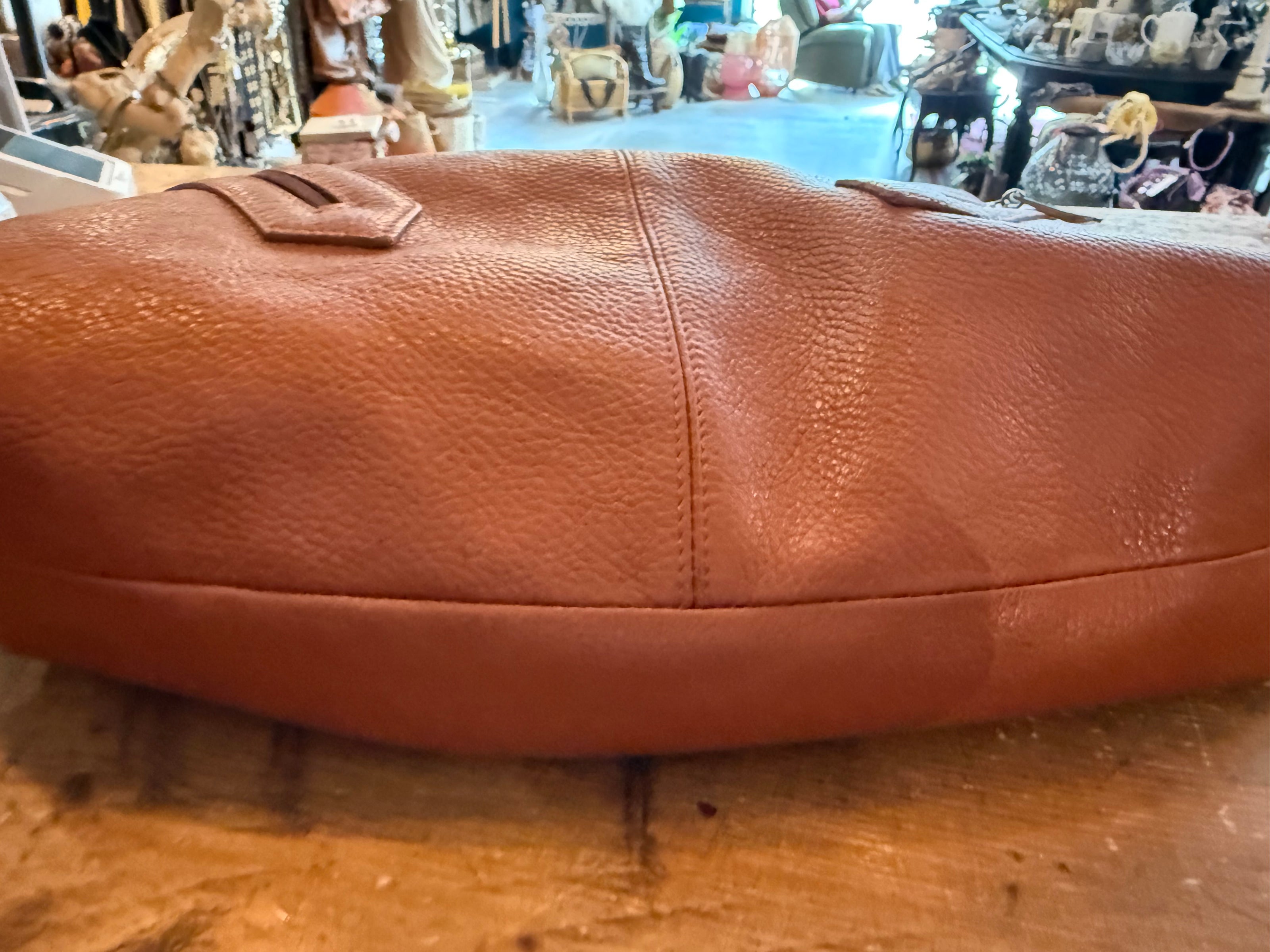 Leren schoudertas cognac
