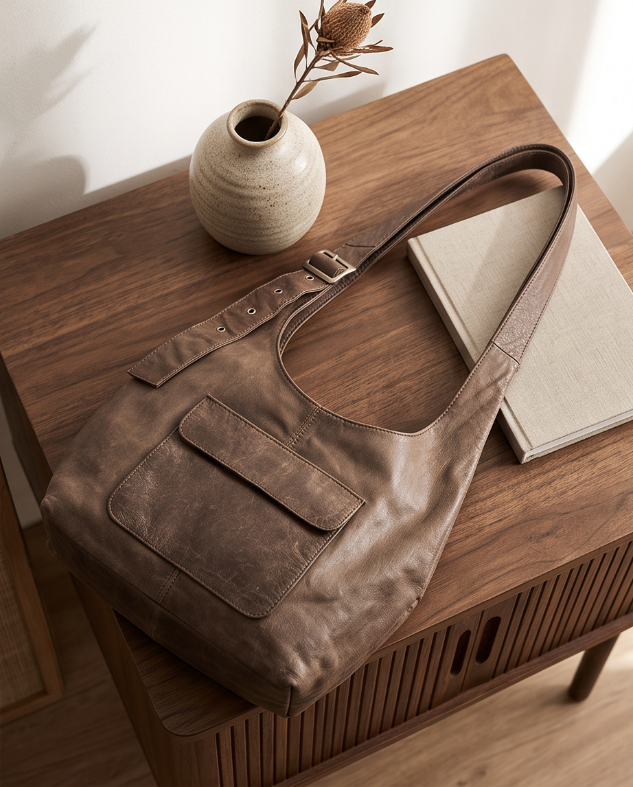 Sticks and Stones leren shopper taupe