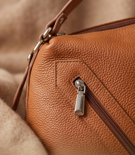 Leren schoudertas cognac