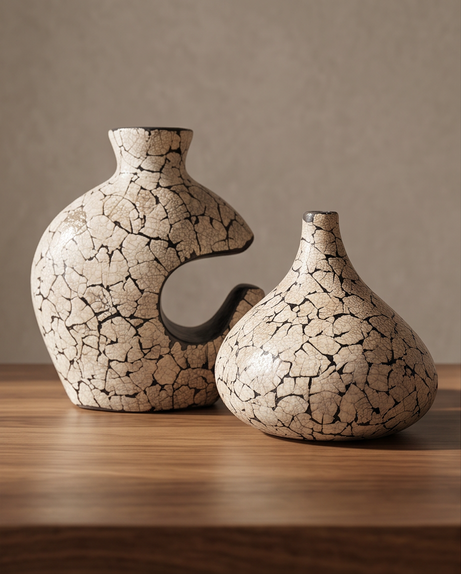 Decoratieve vazen met eierschaalmozaïek – set van 2