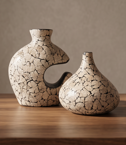 Decoratieve vazen met eierschaalmozaïek – set van 2