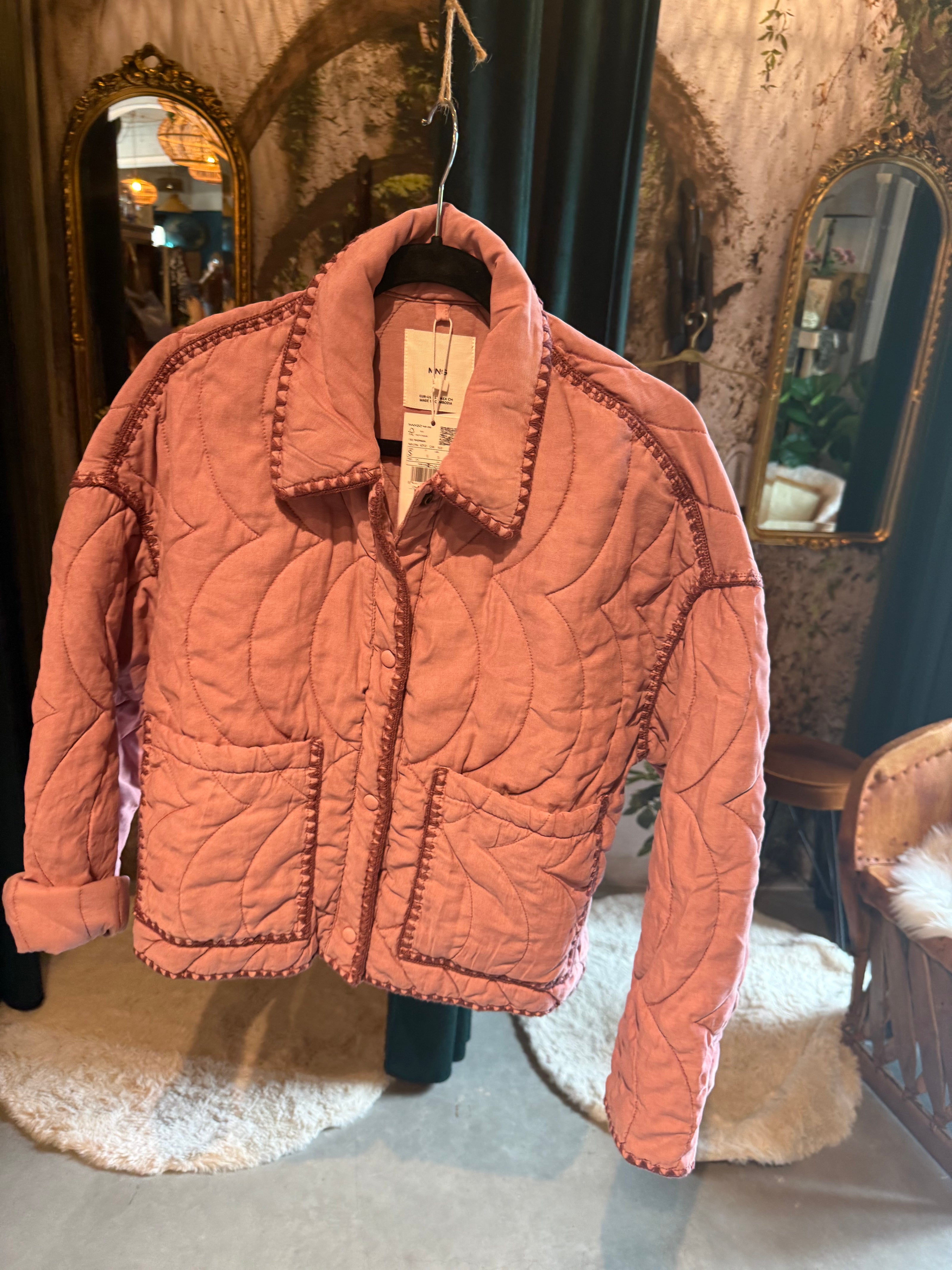 Roze gewatteerd jasje Mango Nieuw maat S oversized model
