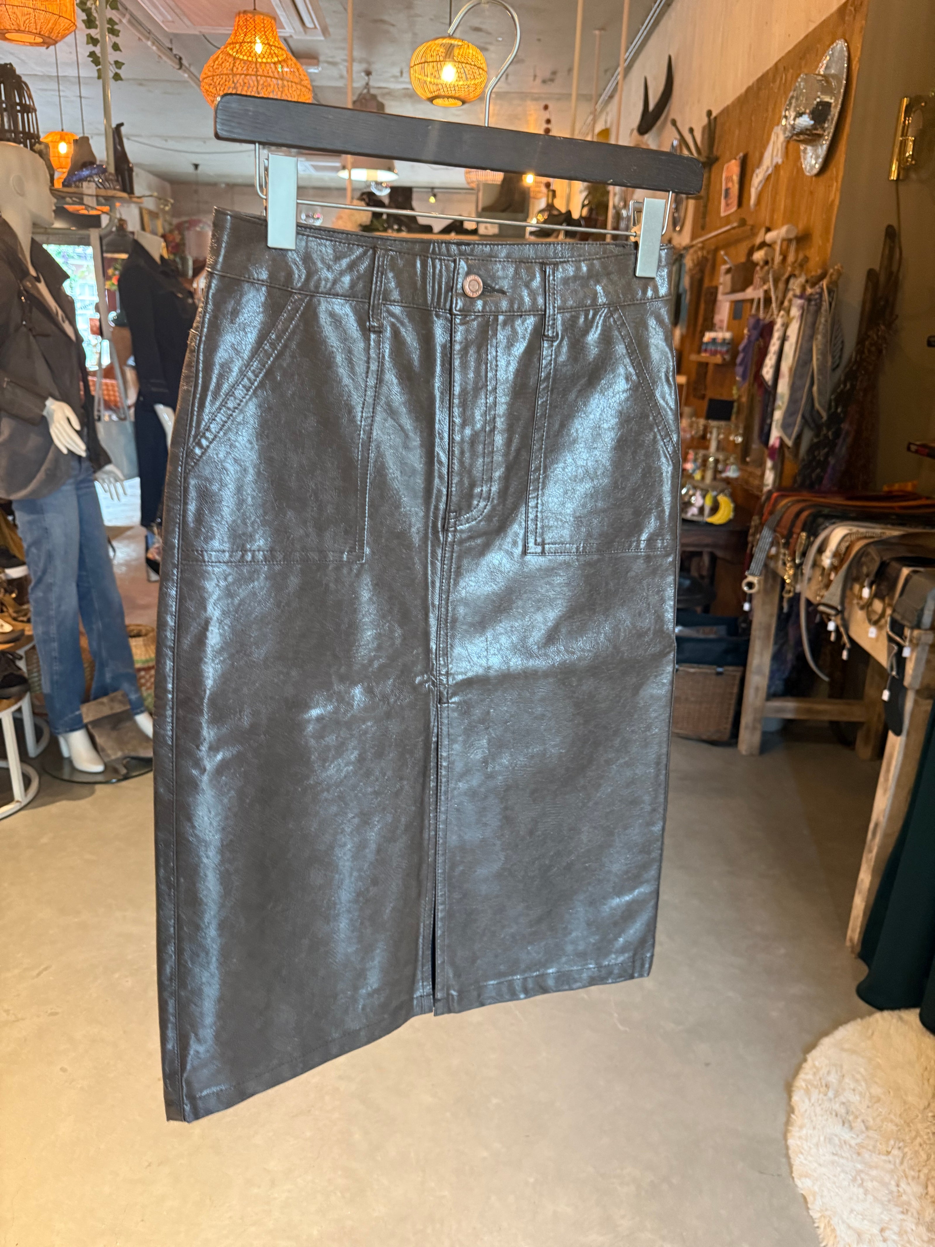 🤎 Kate Denim leren rok – maat 40