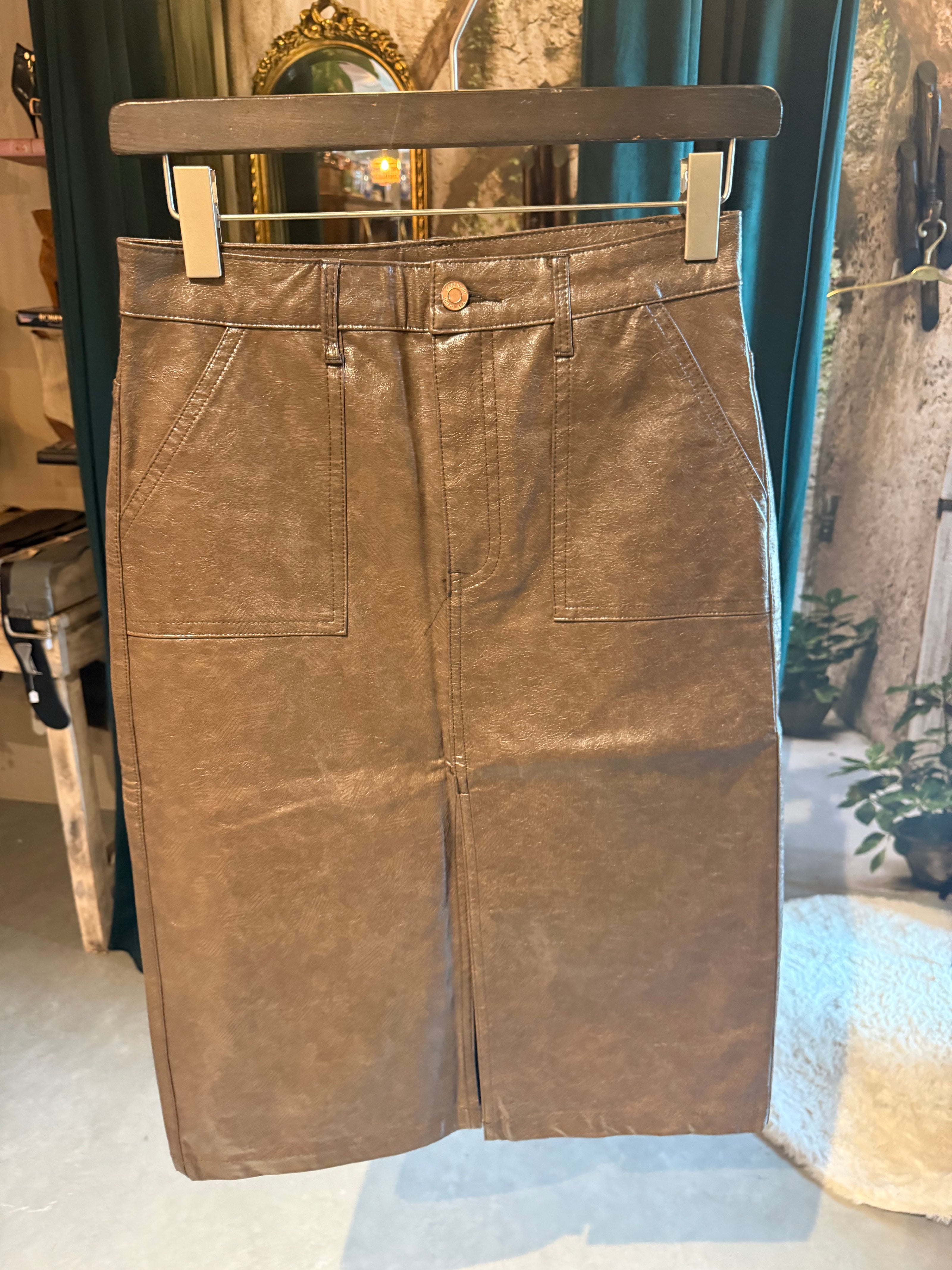 🤎 Kate Denim leren rok – maat 40