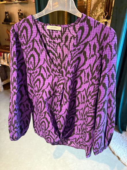 Ambika paarse top met animalprint – maat S/M