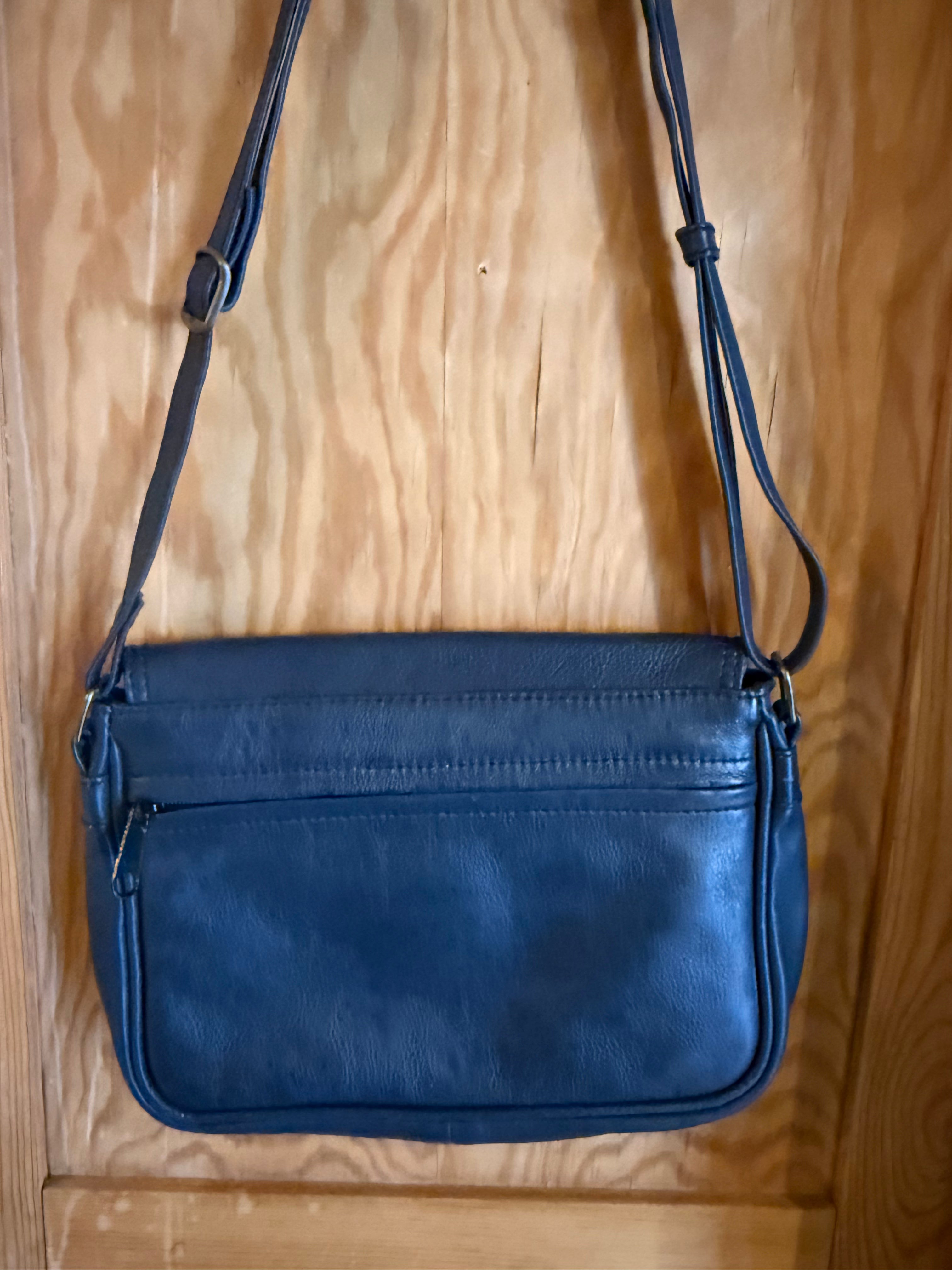 Blauwe leren tas