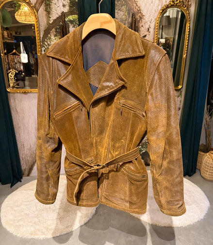 Stoere vintage leren jas van&nbsp;Bella Leder