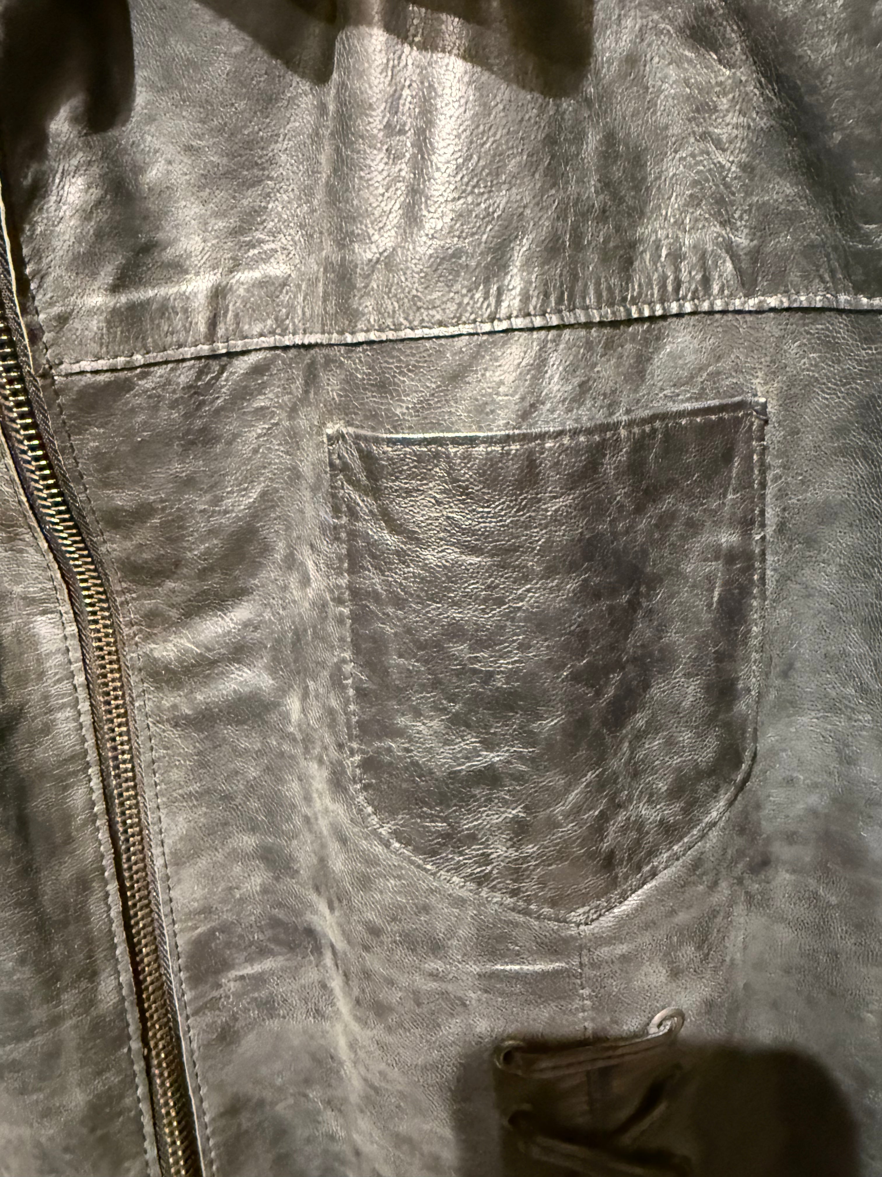 BIBA vintage leren bikerjack met vetersluitin