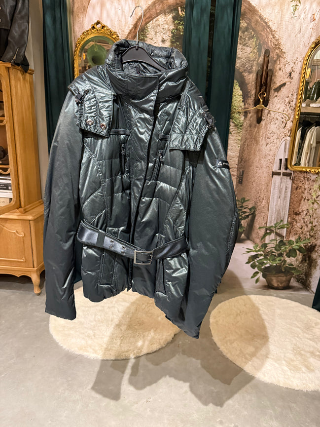 Peuterey metallic gewatteerde winterjas met ceintuur