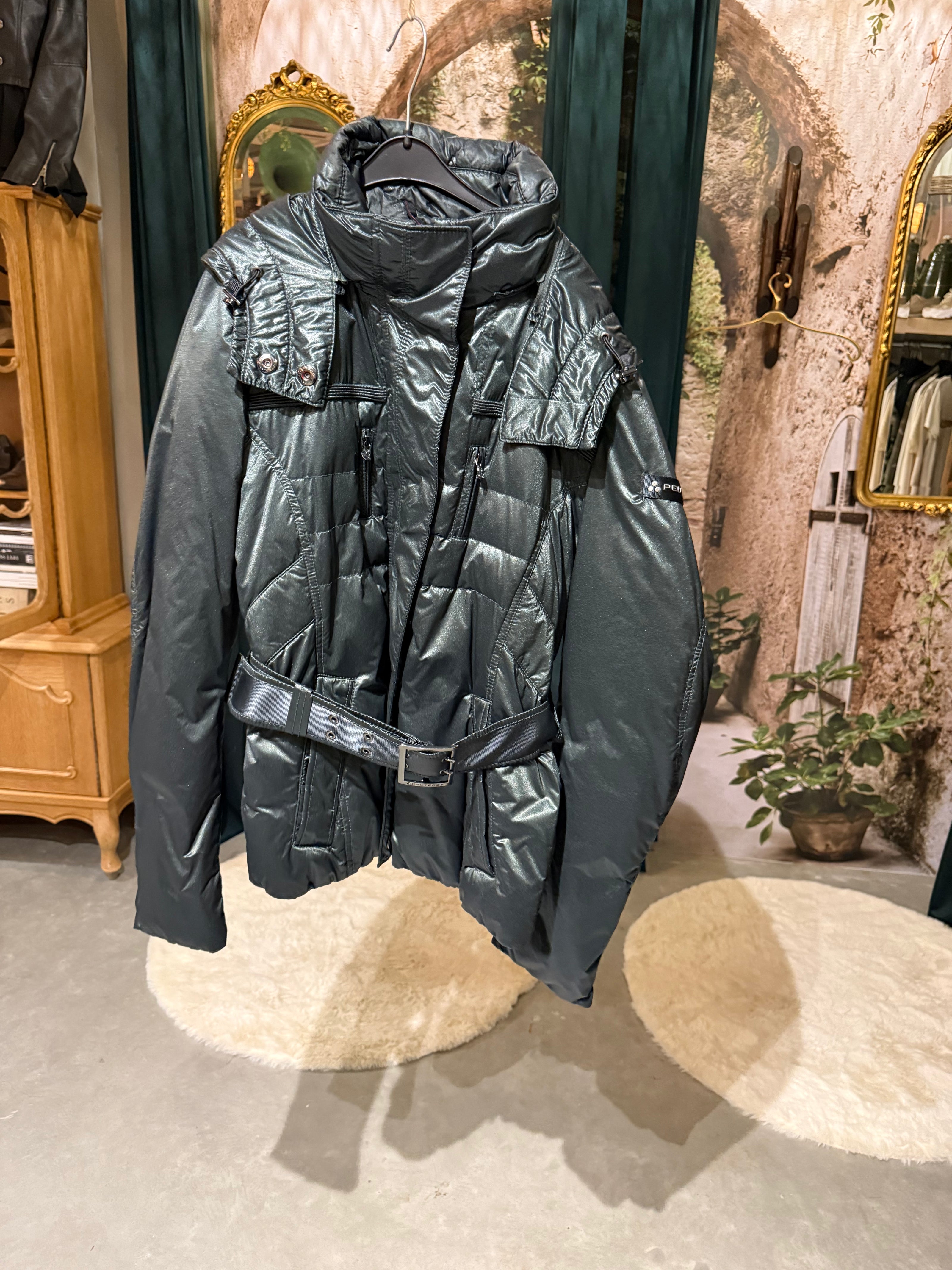 Peuterey metallic gewatteerde winterjas met ceintuur