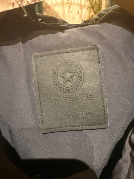Airforce navy gewatteerde parka met capuchon