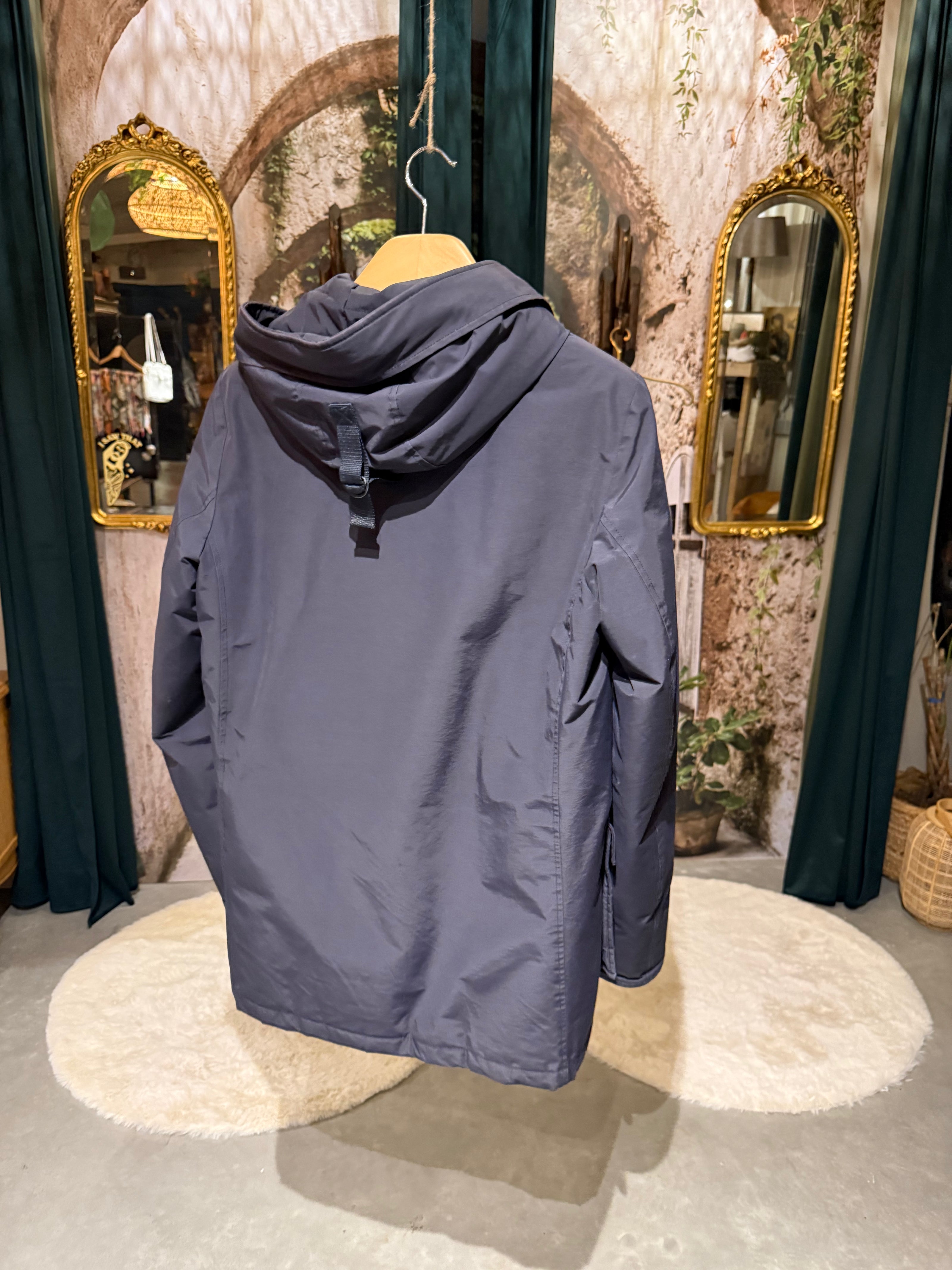 Airforce navy gewatteerde parka met capuchon