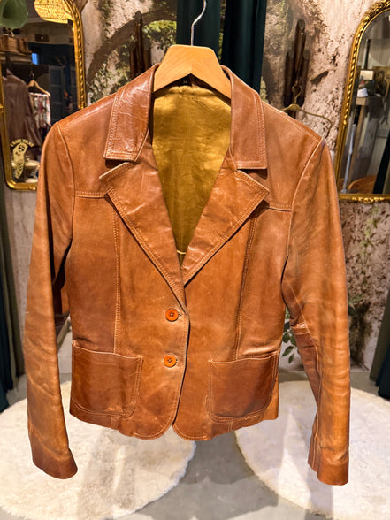 Cognac leren blazer
