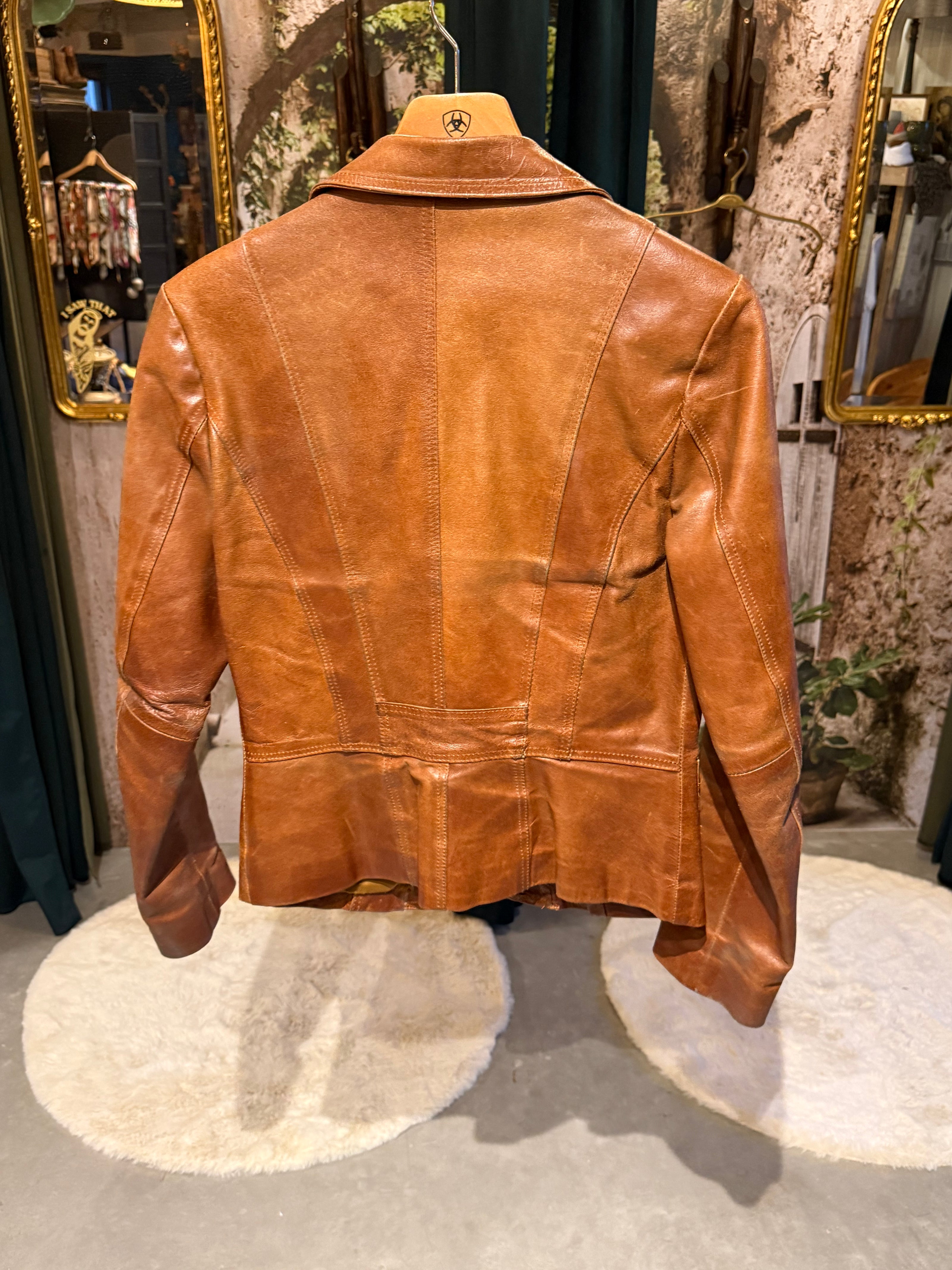 Cognac leren blazer