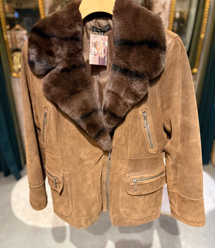 ARMA Collection suède leren jas met bontkraag