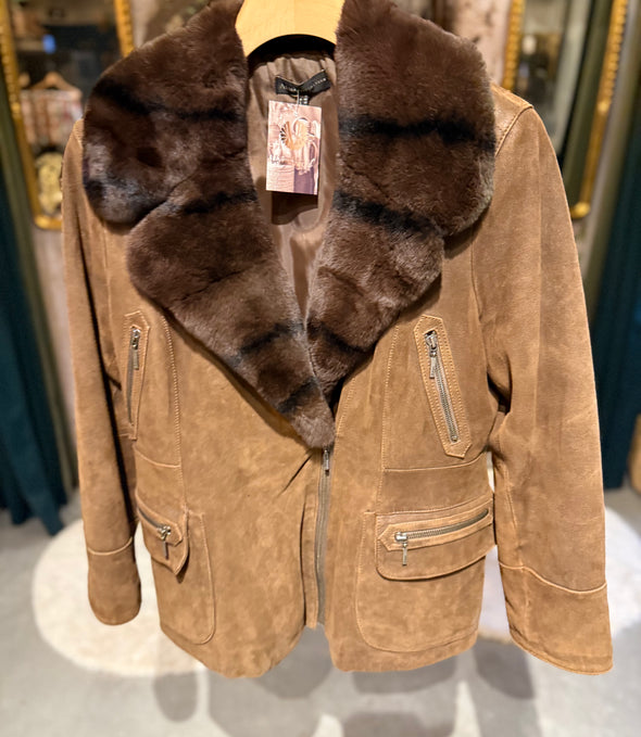 ARMA Collection suède leren jas met bontkraag