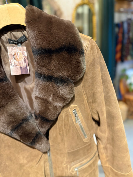 ARMA Collection suède leren jas met bontkraag