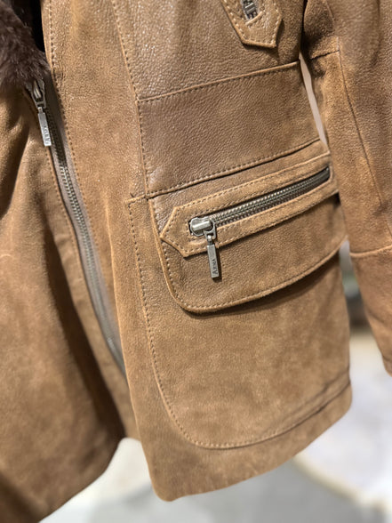 ARMA Collection suède leren jas met bontkraag