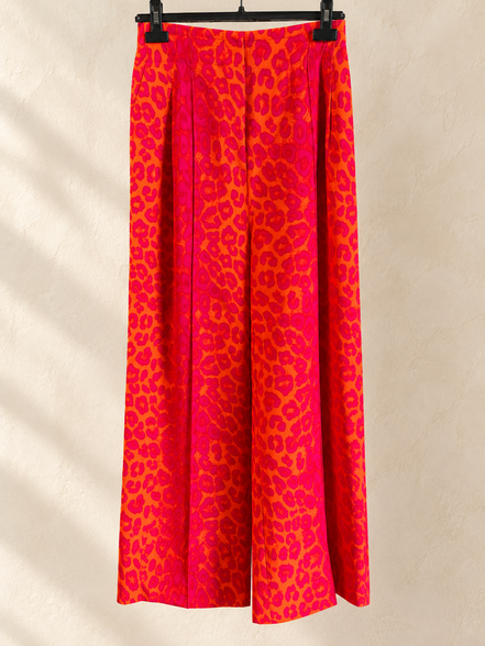 Alix broek met oranje roze panterprint