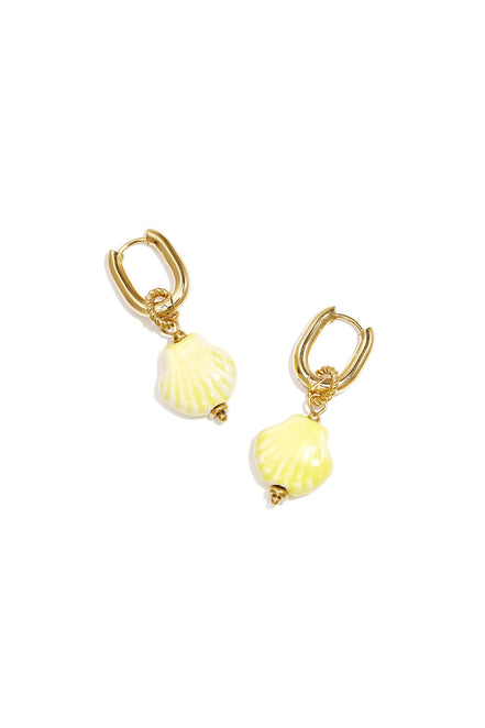 Squoval earrings with dangling shell