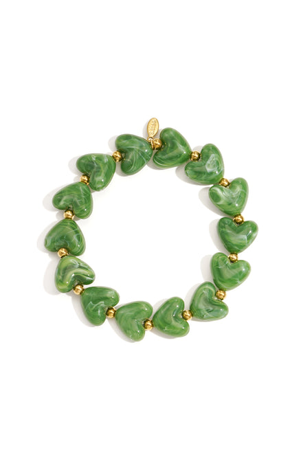 Elastieken hartjes kralenarmband