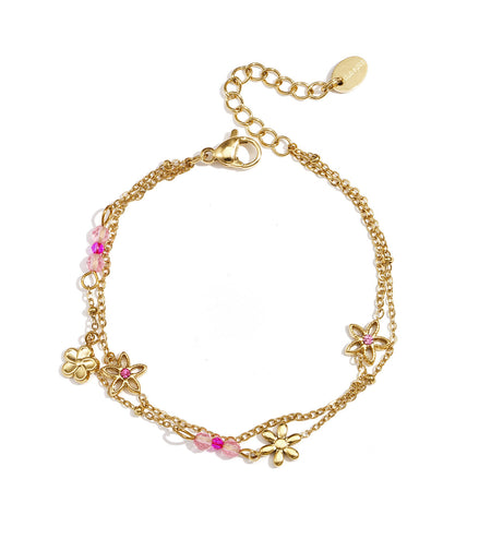 14K Gold Plated Crystal Charm Bracelet for Women