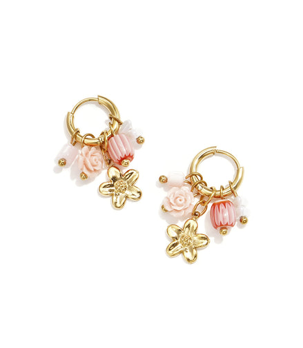 Elegant Pink & White Beads Earrings for Spring/Summer