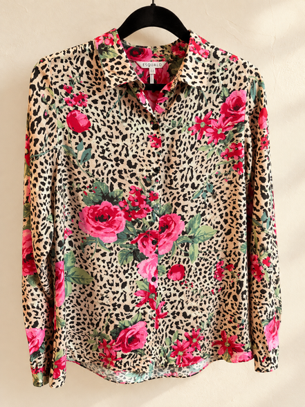 Esqualo blouse met bloemen- en panterprint