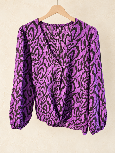 Ambika paarse top met animalprint – maat S/M