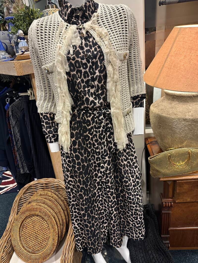 Panterprint jurk — m