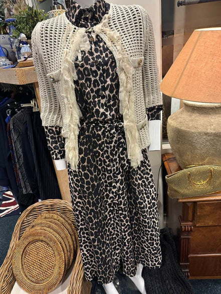 Panterprint jurk — m