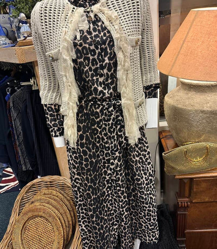 Panterprint jurk — m