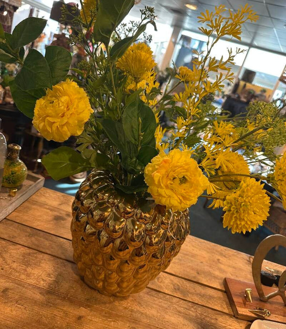 Boeket met gouden vaas Yellow