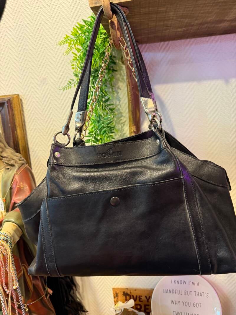 Zwart leren Hogan tas — Hogan