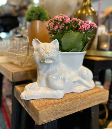 Kattenbloempot in Delfts wit porselein