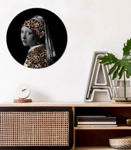 Muurcirkel meisje met de parel / panterprint