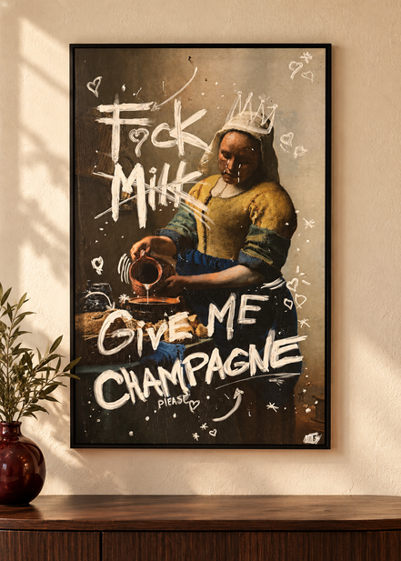 Melkmeisje ‘Give me champagne’ – sfeerfoto