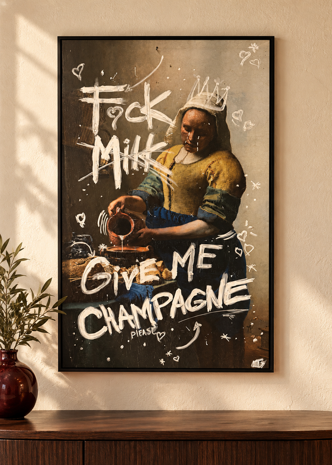 Melkmeisje ‘Give me champagne’ – sfeerfoto