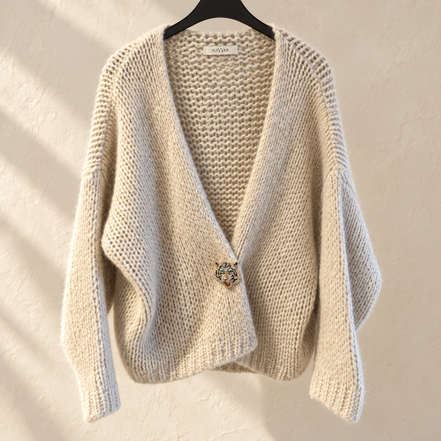 Nayyar beige gebreid vest maat M – boetiekfoto
