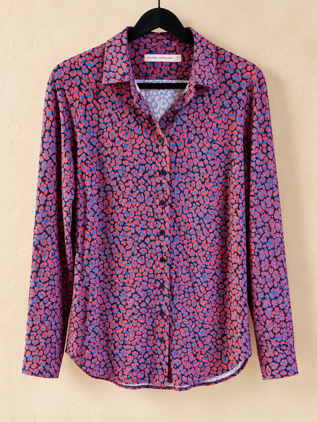 Studio Anneloes blouse blauw-roze panterprint maat M boetiekfoto